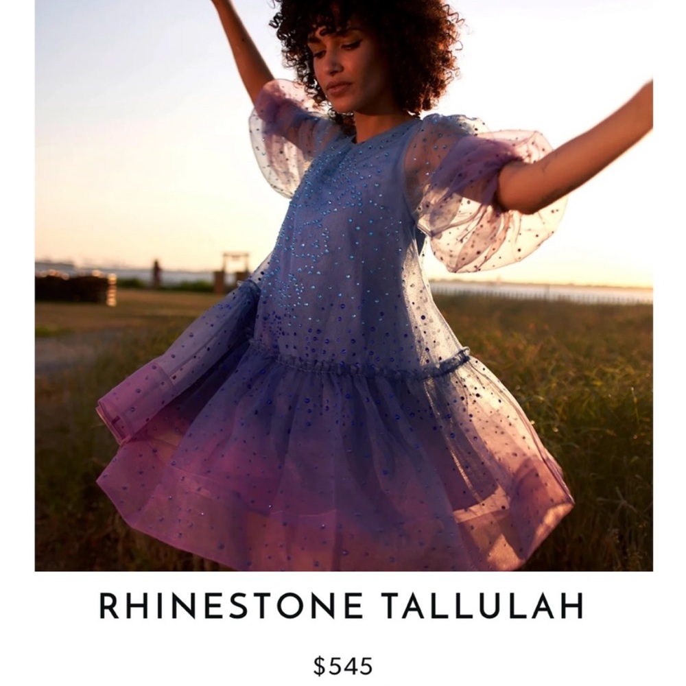 Cynthia Rowley Rhinestone Tallulah Organza Ombré Pink Blue Mermaid Concert Dress